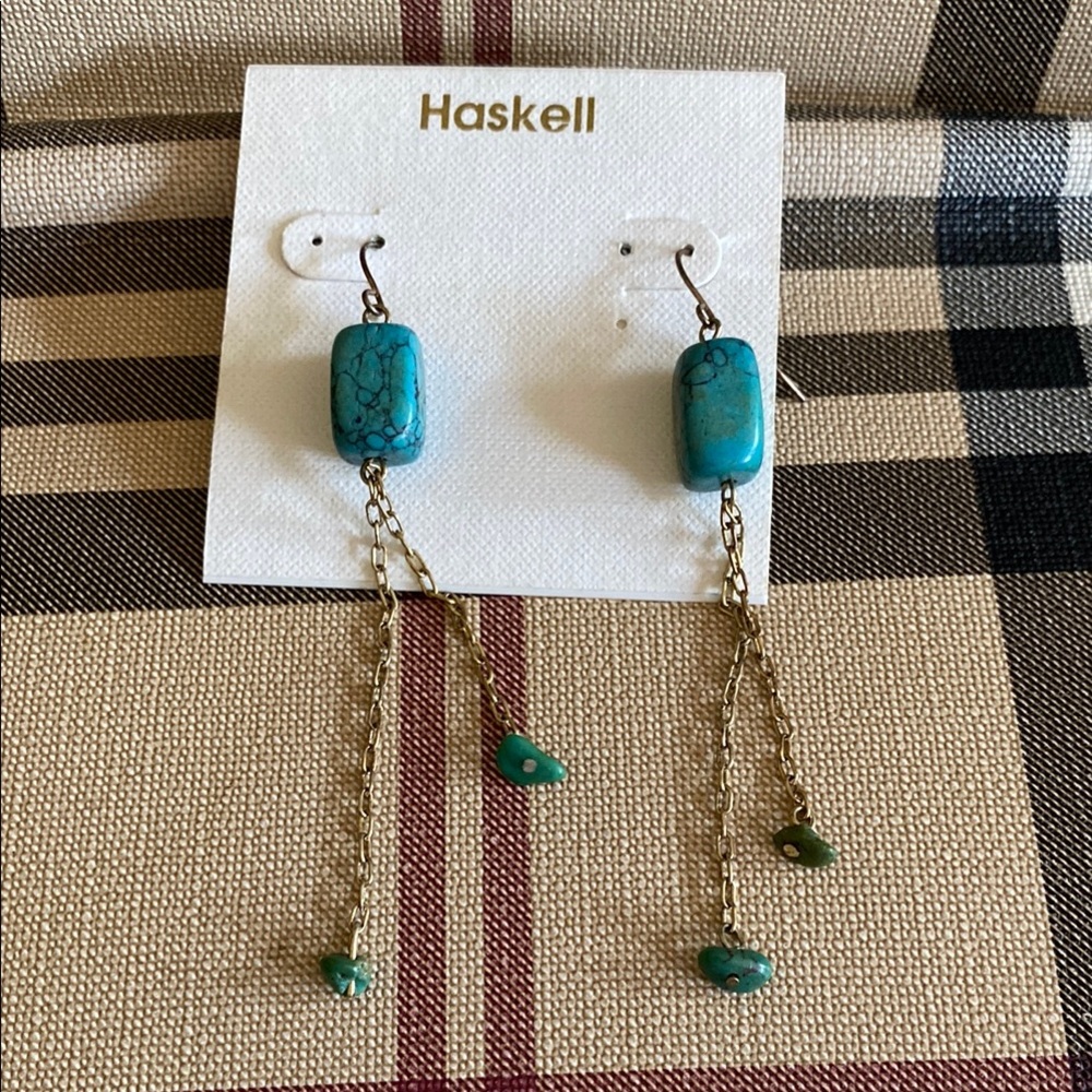 Haskell Turquoise Hanging Earrings NWOT